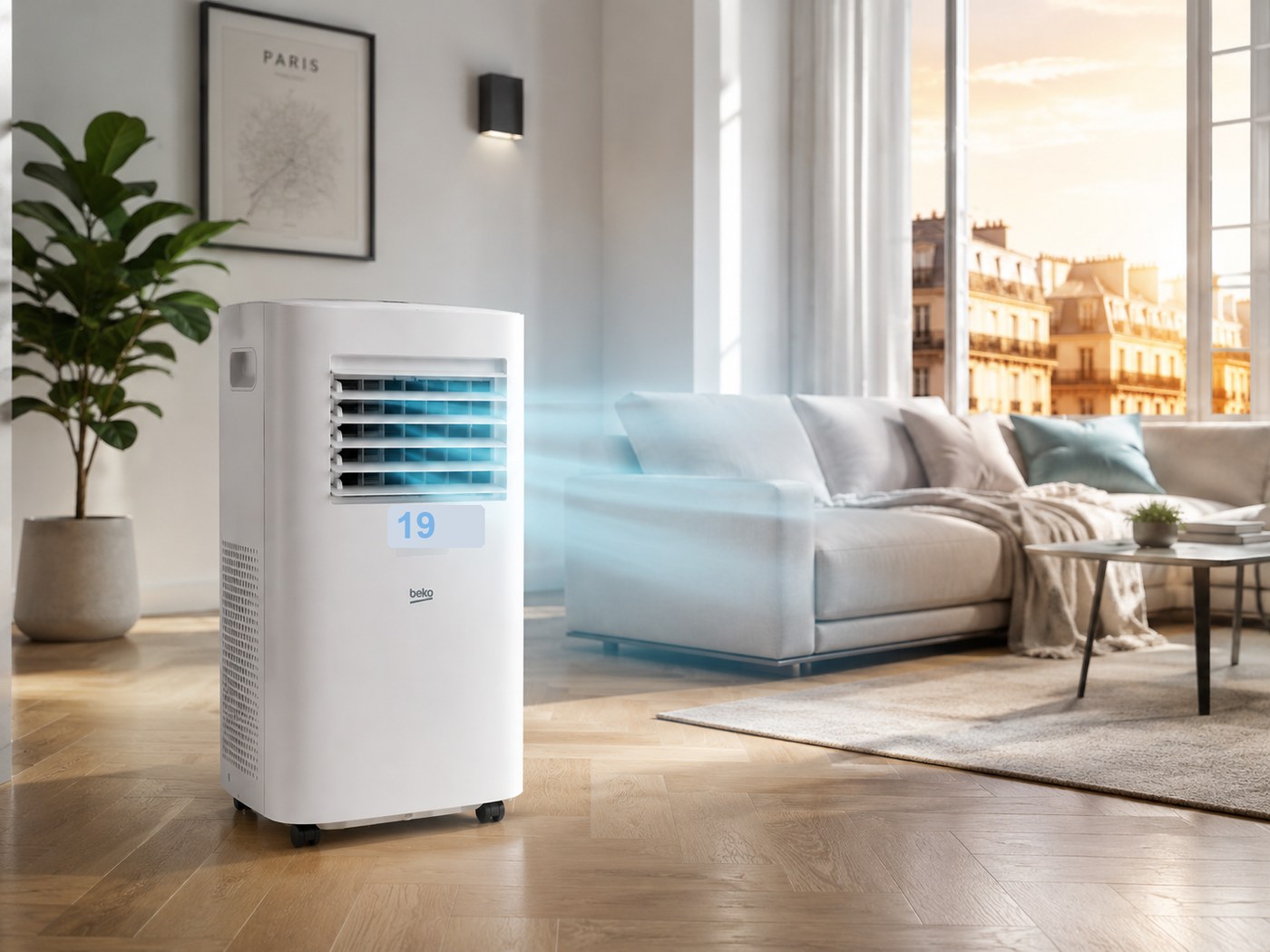 Climatiseur mobile BEKO BP407C en salon