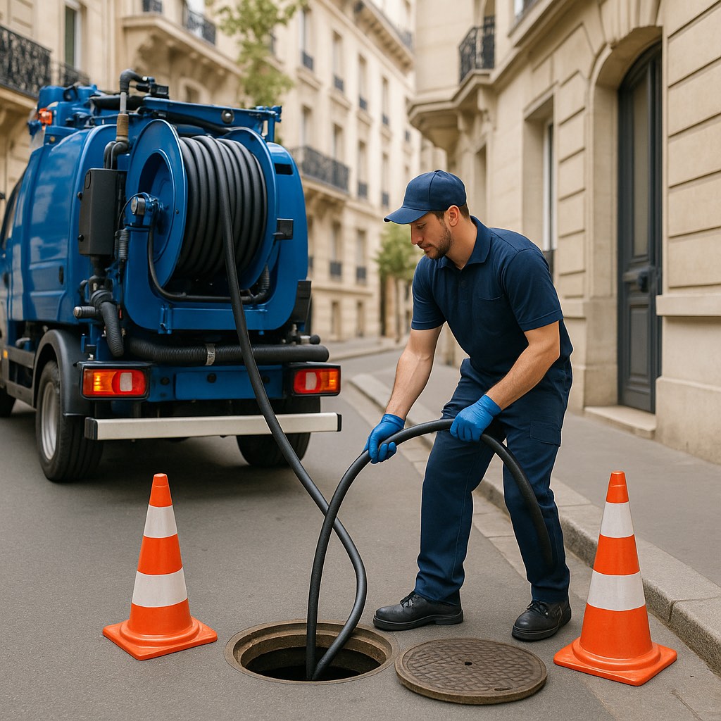 Curage haute pression au camion hydrocureur